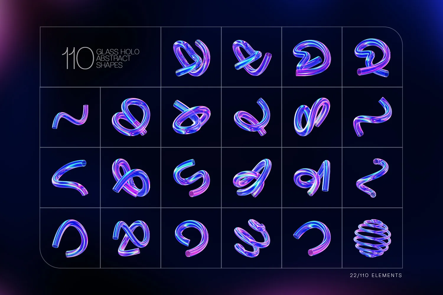 110 3D Glass Holographic Shapes – High-Resolution 4K PNGs for Designers - Image 3