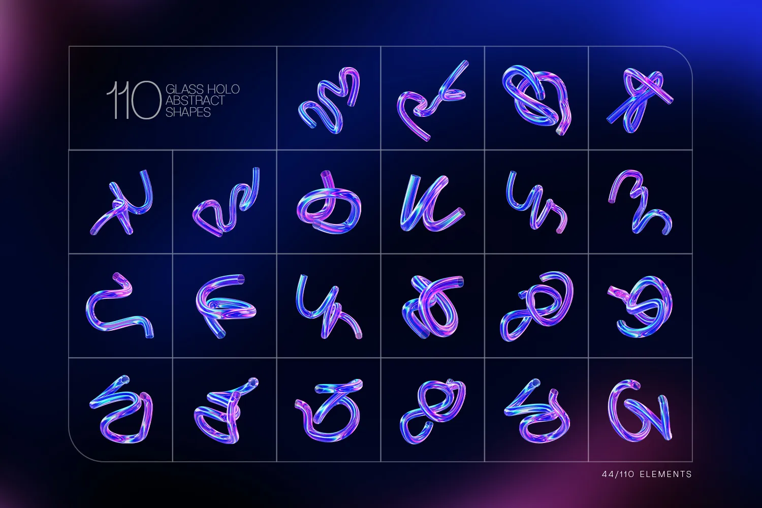 110 3D Glass Holographic Shapes – High-Resolution 4K PNGs for Designers - Image 7