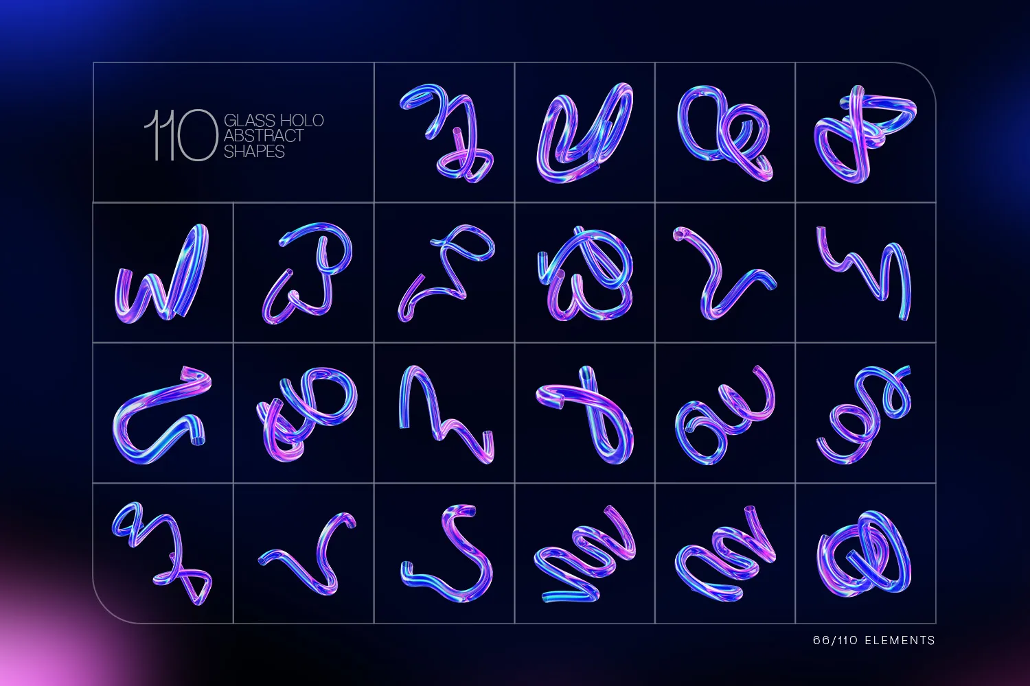 110 3D Glass Holographic Shapes – High-Resolution 4K PNGs for Designers - Image 8