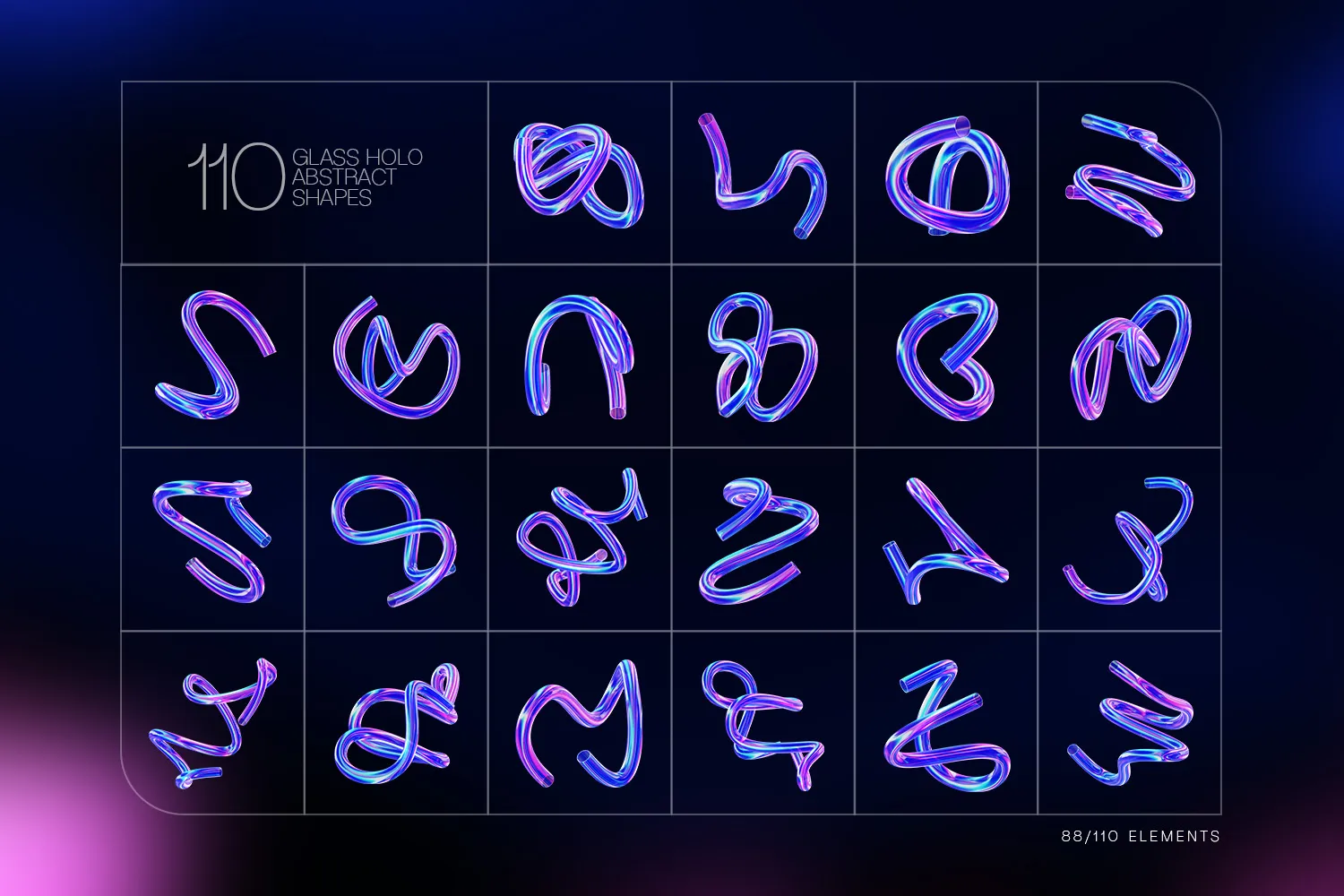 110 3D Glass Holographic Shapes – High-Resolution 4K PNGs for Designers - Image 14