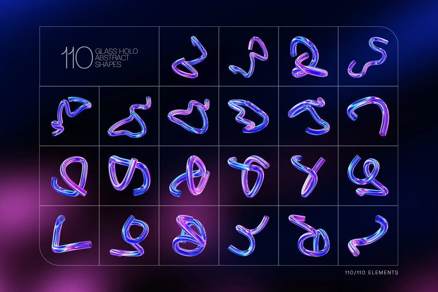 110 3D Glass Holographic Shapes – High-Resolution 4K PNGs for Designers - Image 15