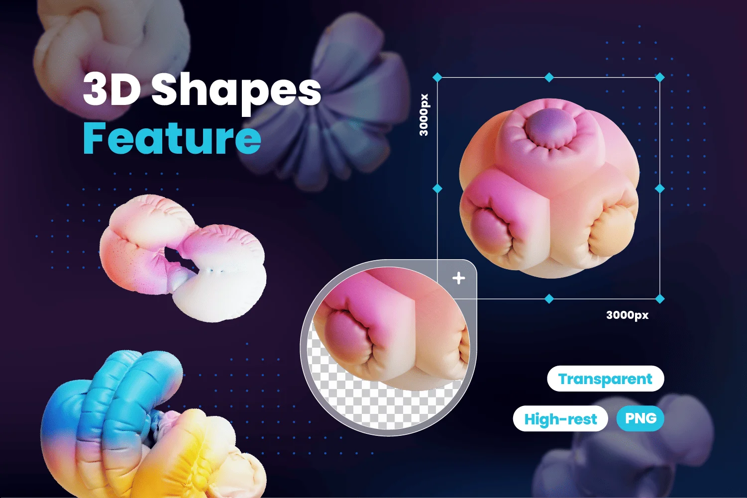 Inflated Colorful 3D Shapes - Vibrant Abstract Design Assets - Image 3