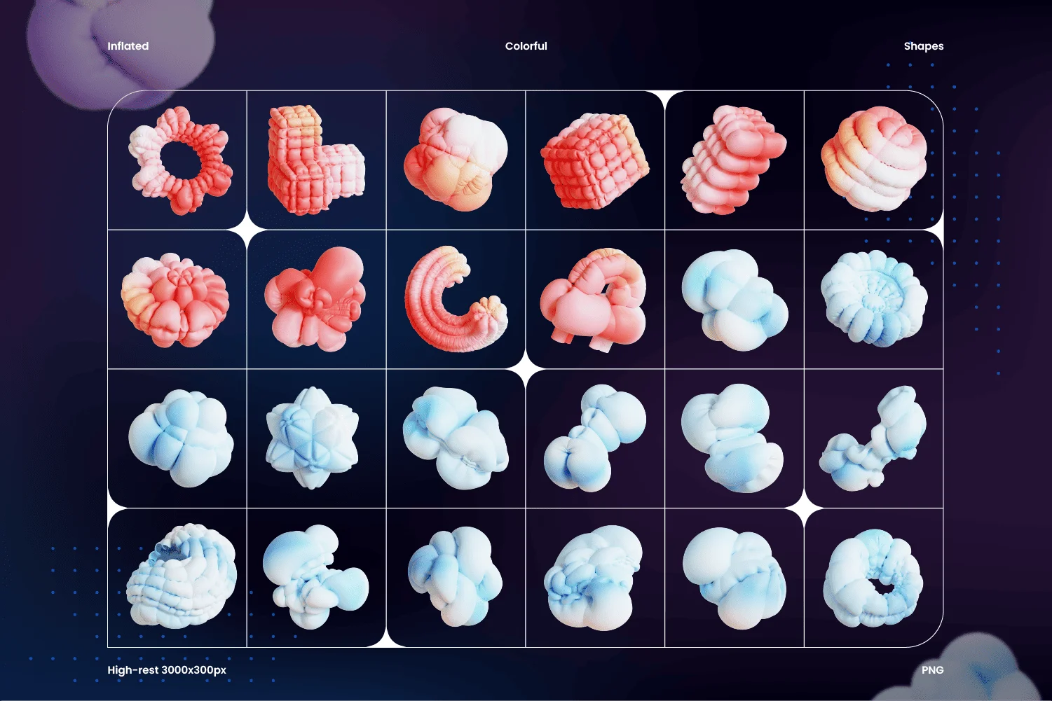 Inflated Colorful 3D Shapes - Vibrant Abstract Design Assets - Image 4