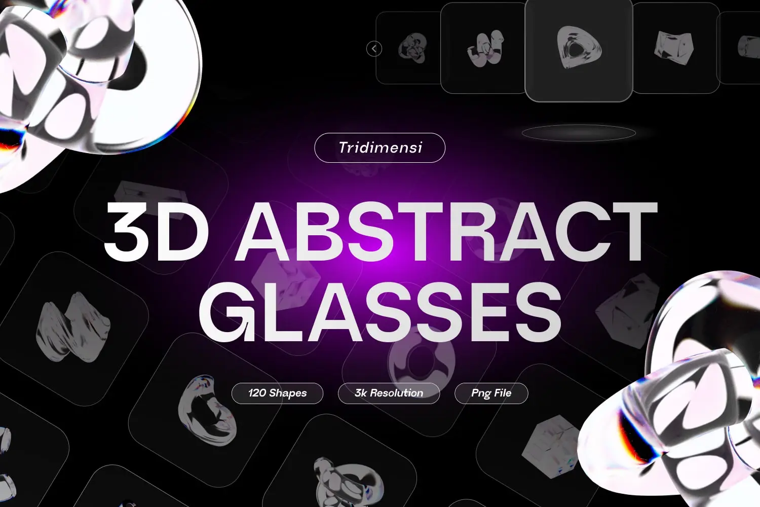 3D Abstract Glass Shapes - Premium Assets for Designers - Image 1