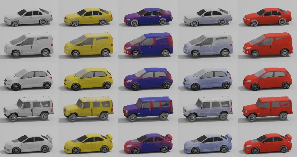 AI-generated 3D car produced by NVIDIA's GET3D