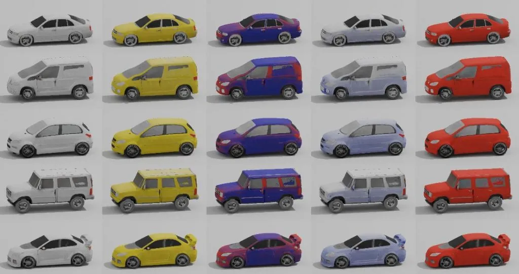 AI-generated 3D car produced by NVIDIA's GET3D