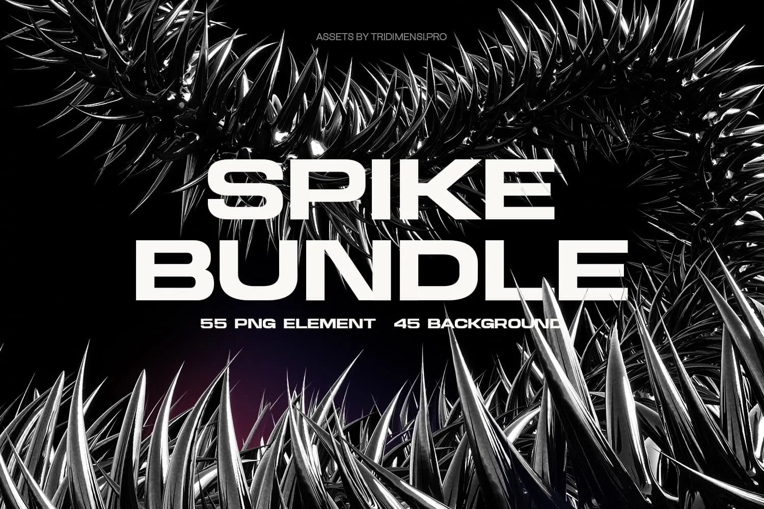 Spike Bundle – 55 Spiky 3D Objects & 45 Abstract Backgrounds in 4K Resolution - Image 1