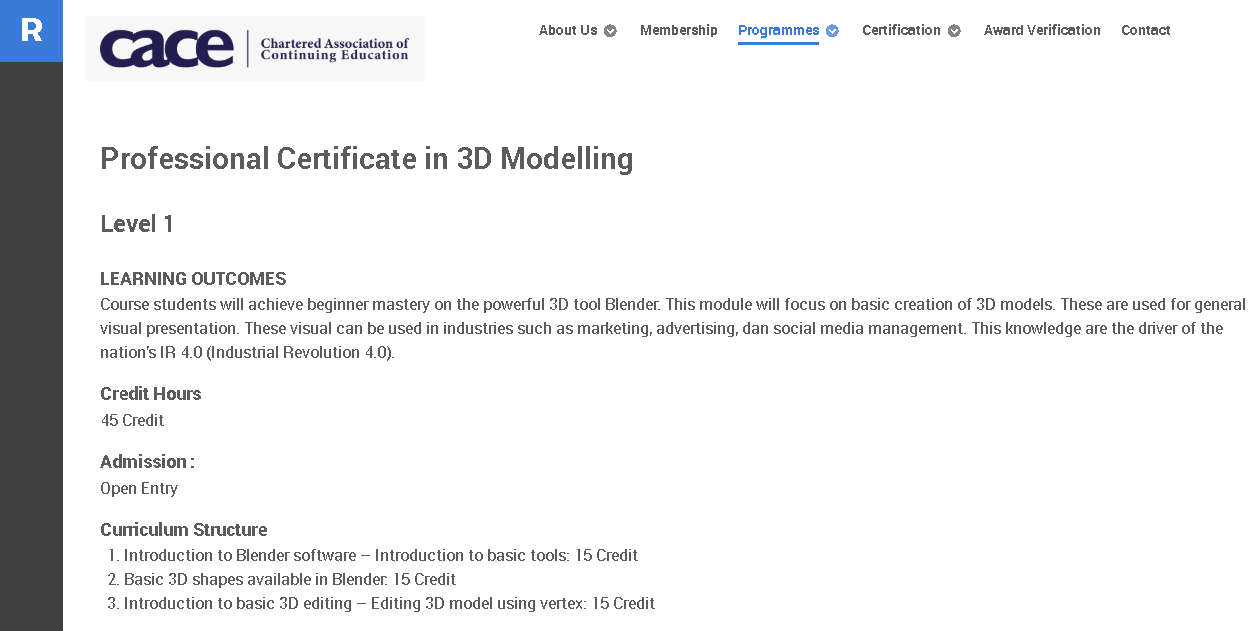 Course for Professional Certificate