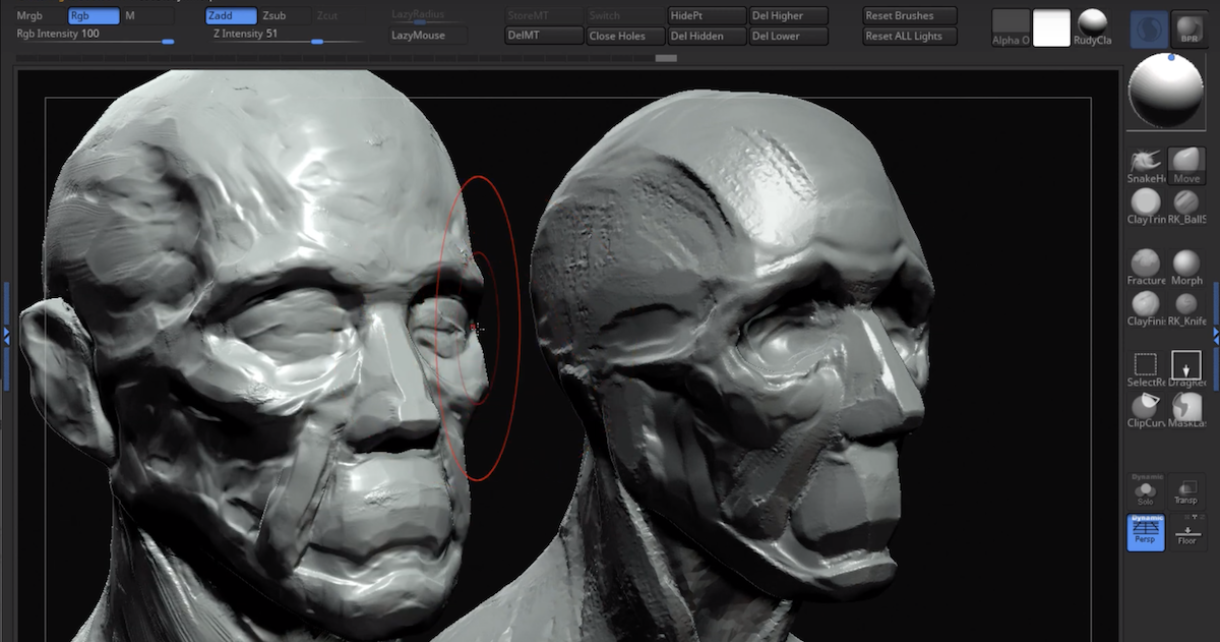 Sculpting head in ZBrush
