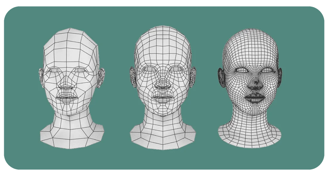 3 Head Polygnal Modeling