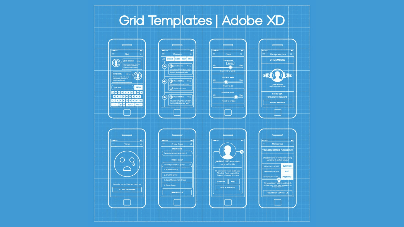 Mobile app Grid Template