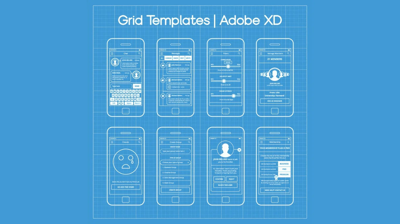 Mobile app Grid Template