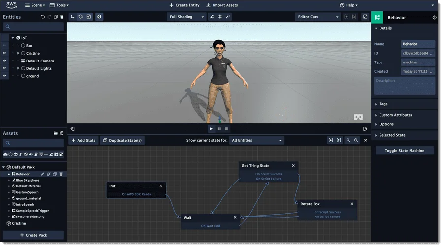 Amazon Sumerian Interface