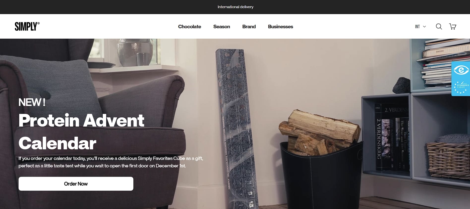 Simply Chocolate’s homepage