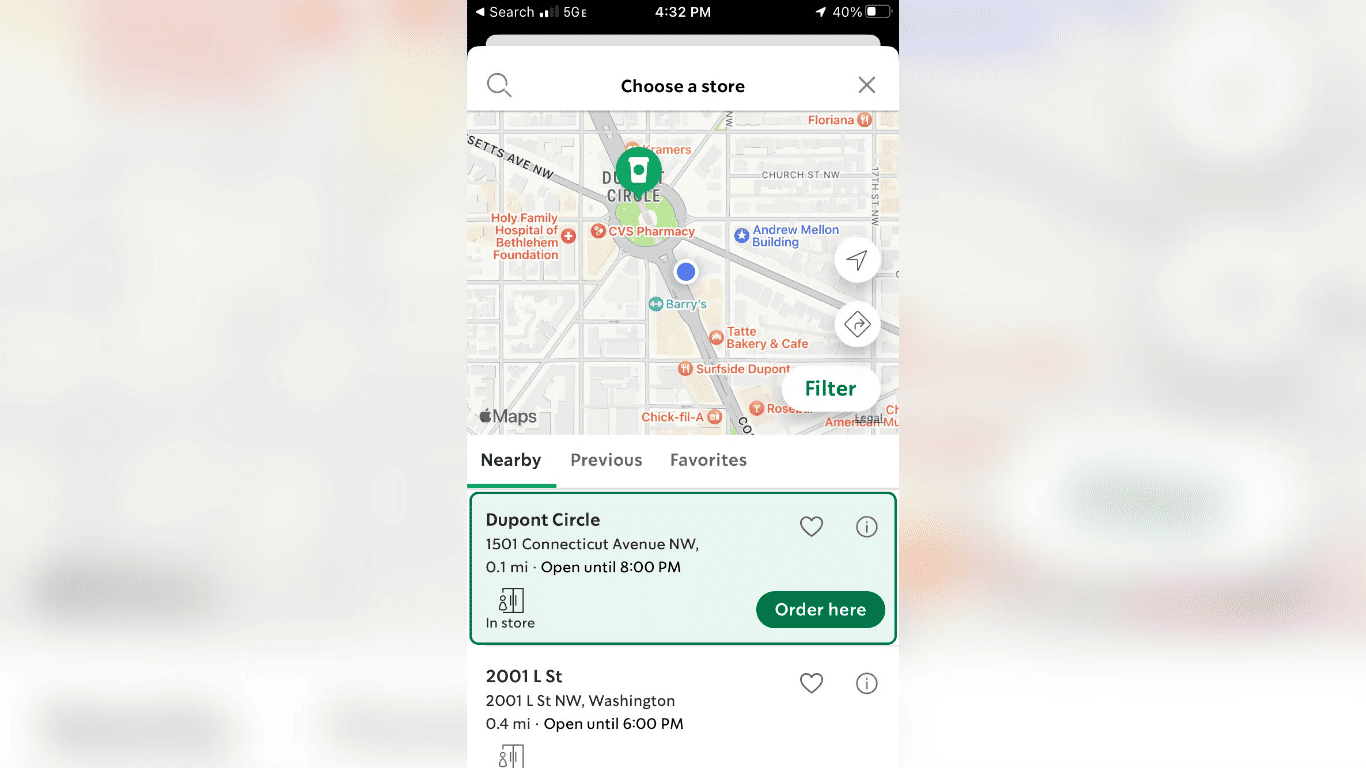 Starbucks’ app interface