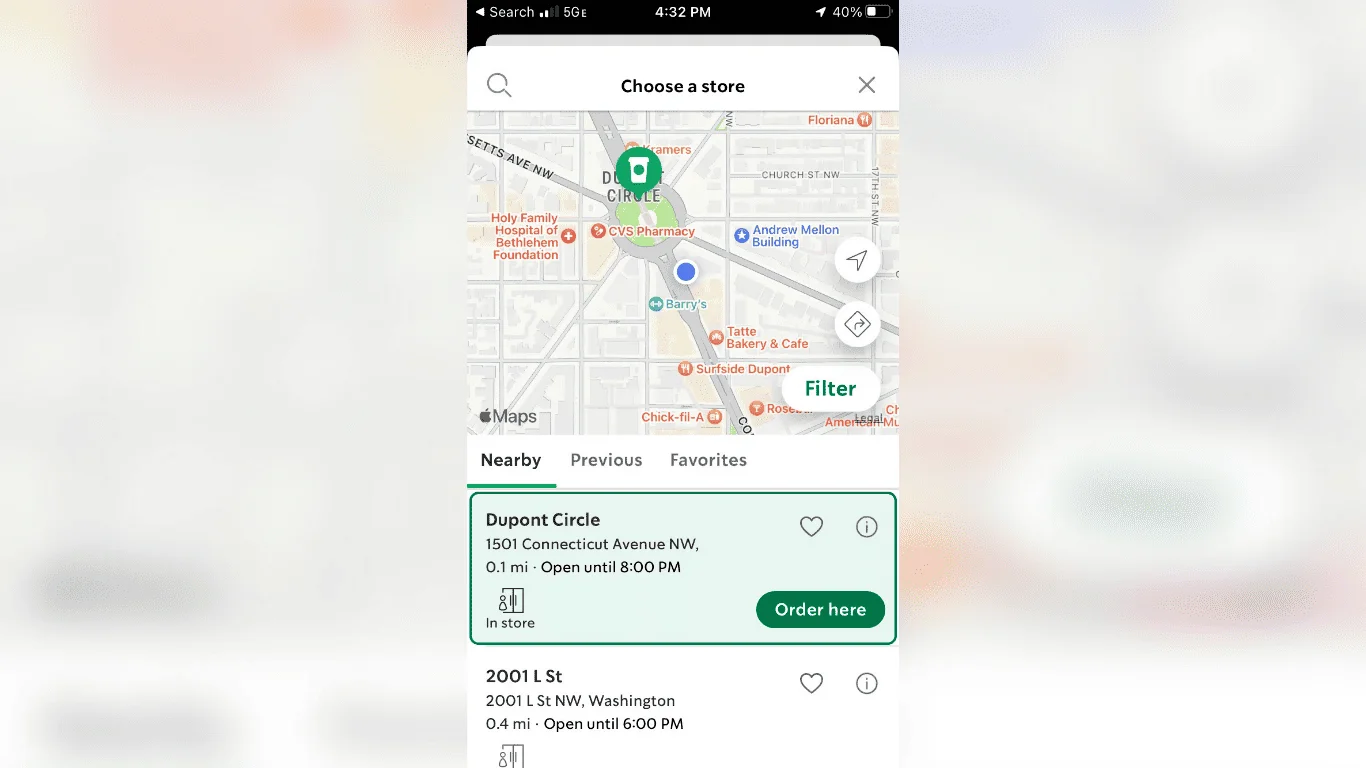 Starbucks’ app interface
