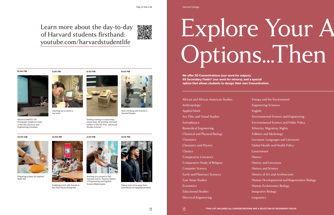 Harvard University brochure