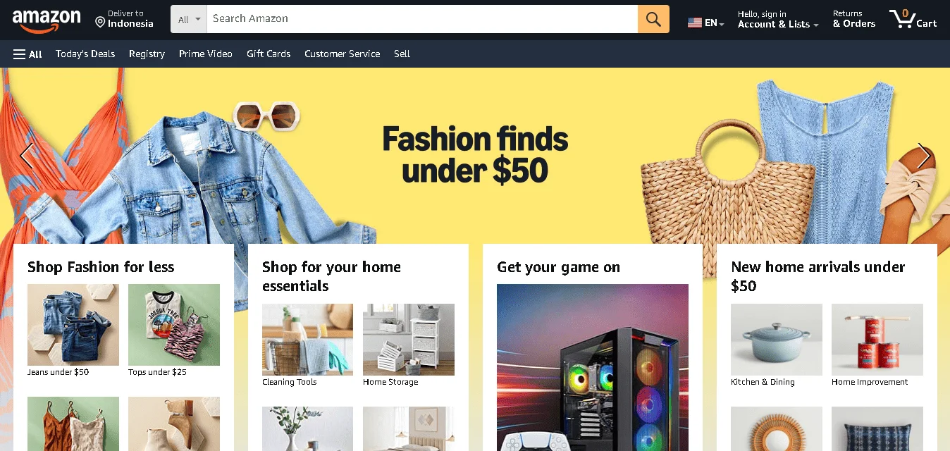Amazon’s Easy Navigation Website