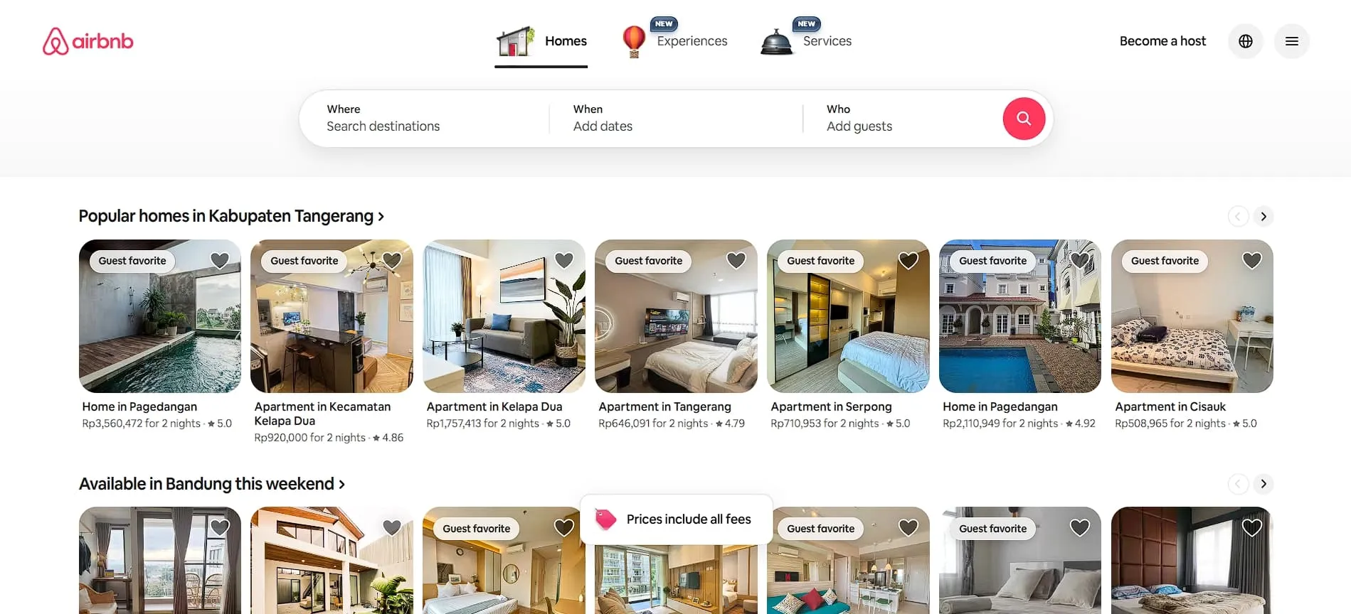 Airbnb’s website interface