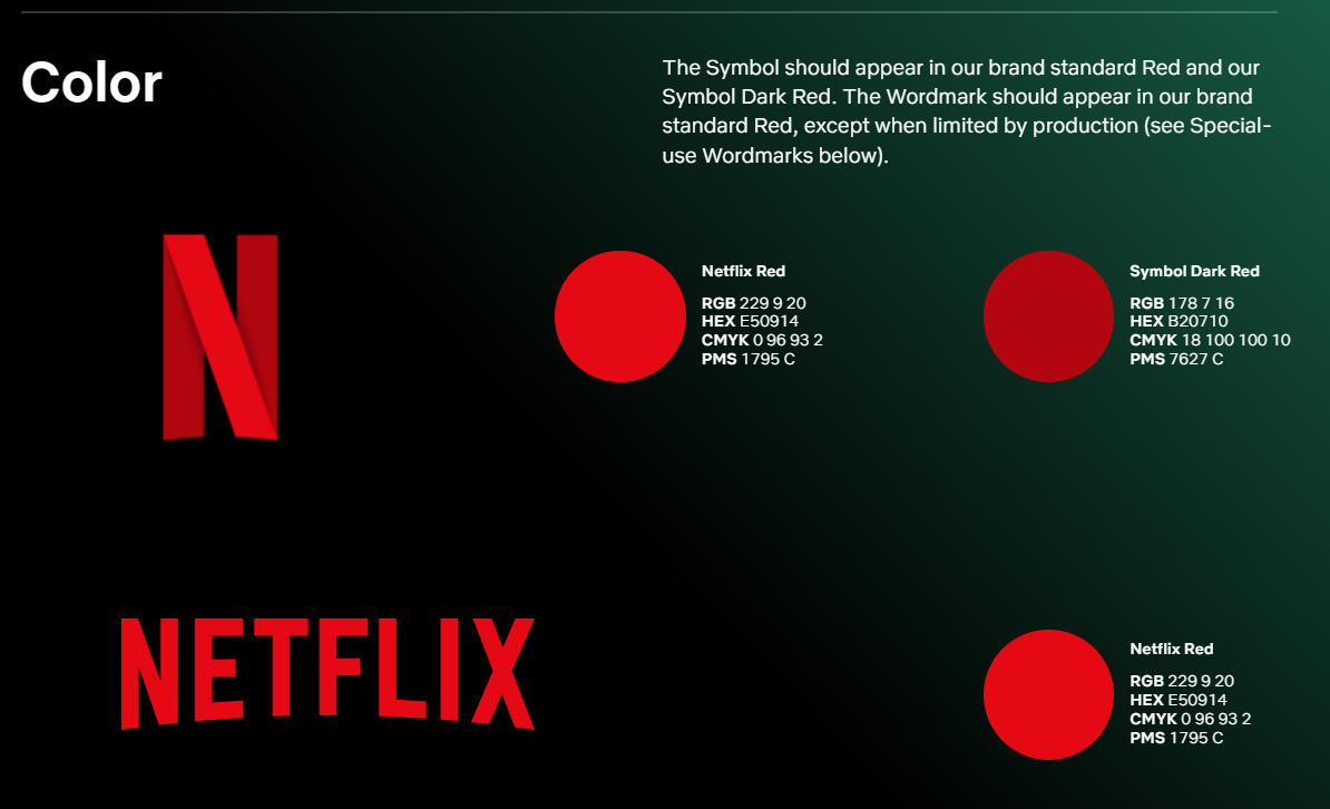 Red and black brand colors of Netflix