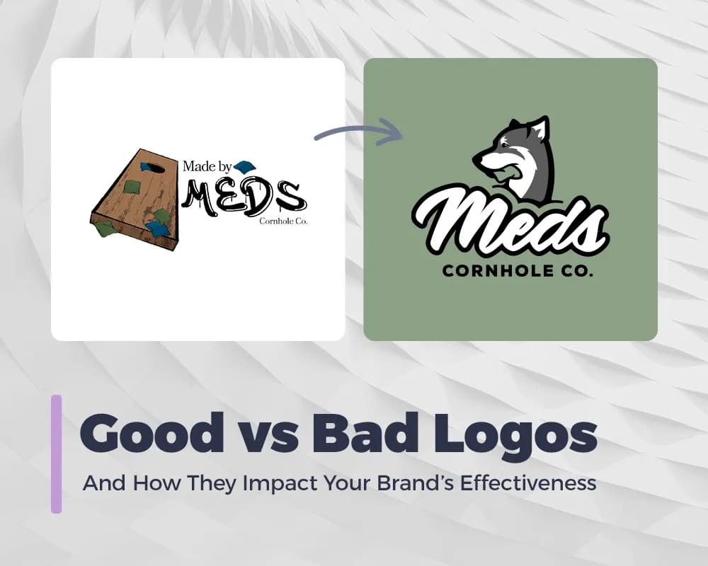Comparison of professional versus amateur logo designs showing trust difference