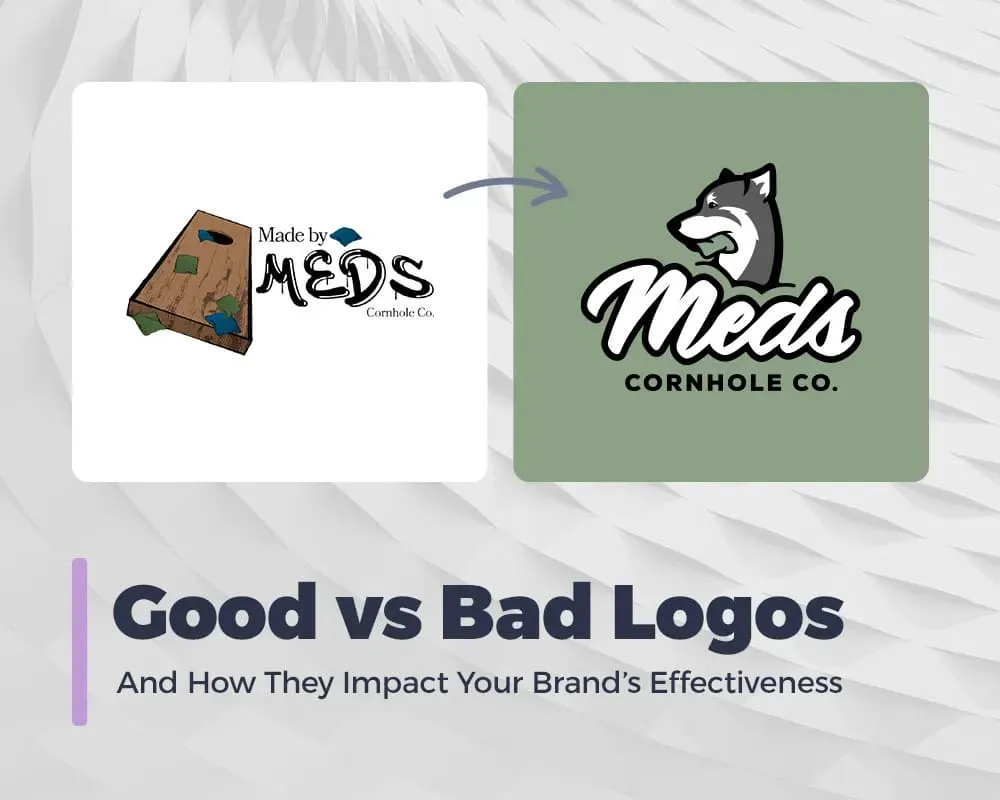 Comparison of professional versus amateur logo designs showing trust difference