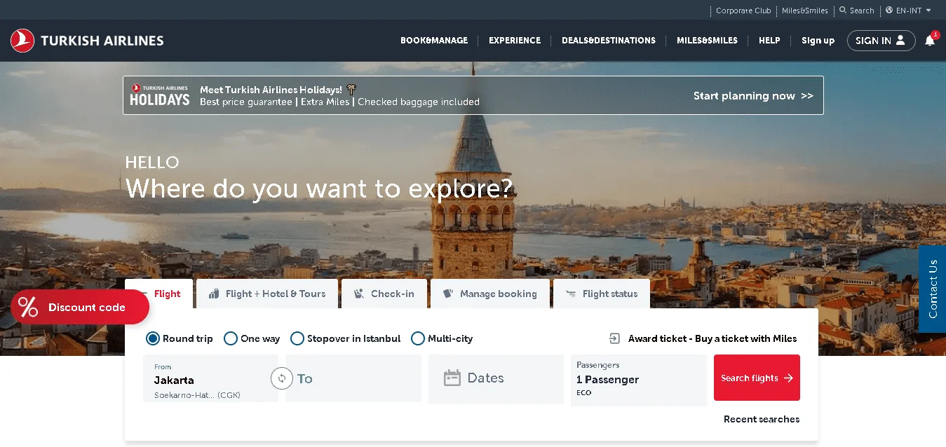 Turkish Airlines Dynamic Web Design