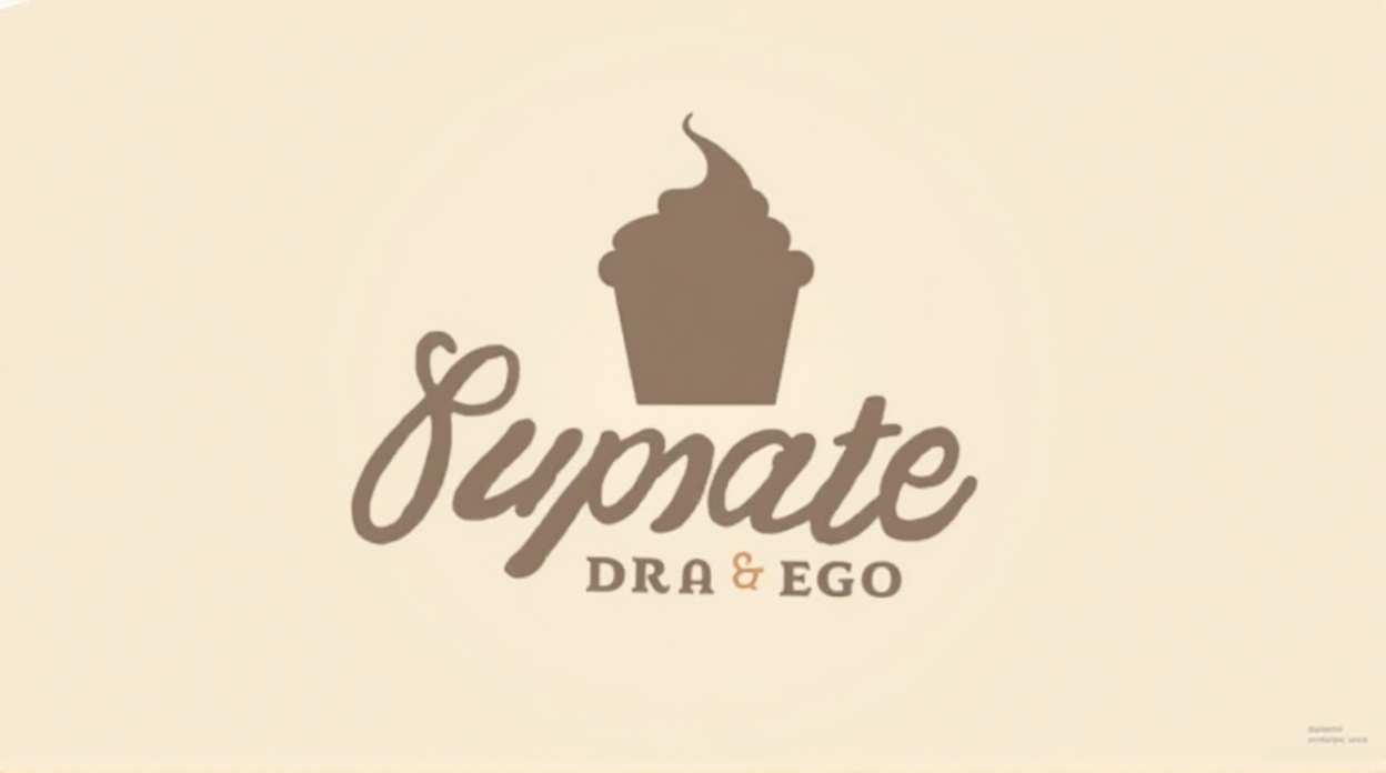 Create a bakery logo featuring a single cupcake silhouette and typography.