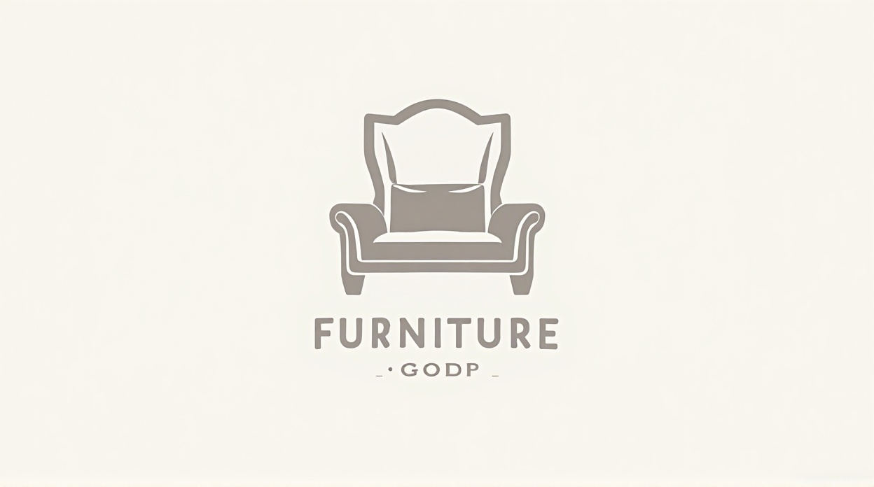 Develop a furniture store logo with elegant chair outline and text.