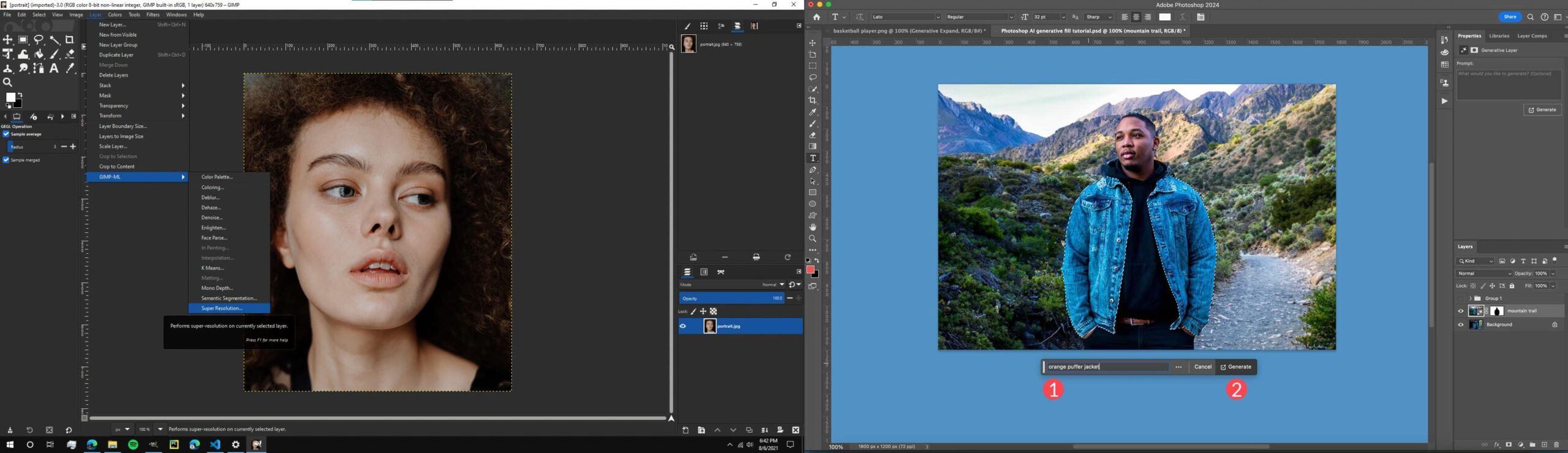 Implementation of AI tools in GIMP and Photoshop