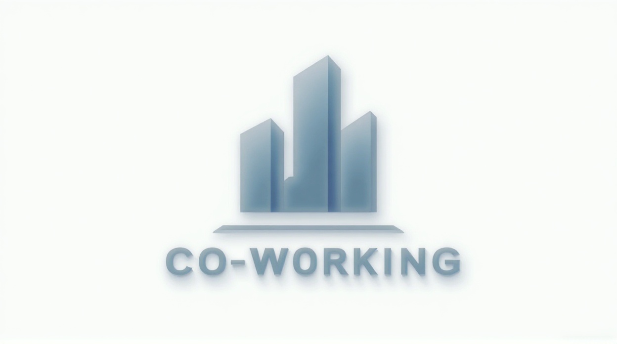 Develop a co-working app logo with abstract building silhouette and modern typography.