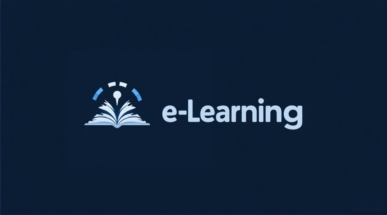 Make an e-learning platform logo using a digital book icon and bold letters.