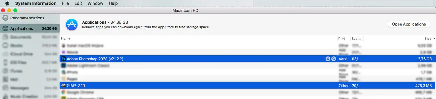 System requirement differences between GIMP and Photoshop