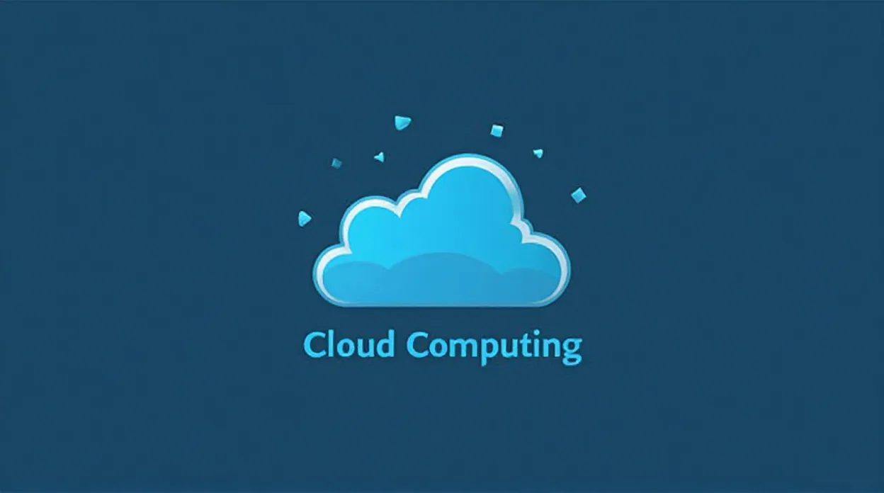 Develop cloud computing service logo with abstract cloud icon and text.