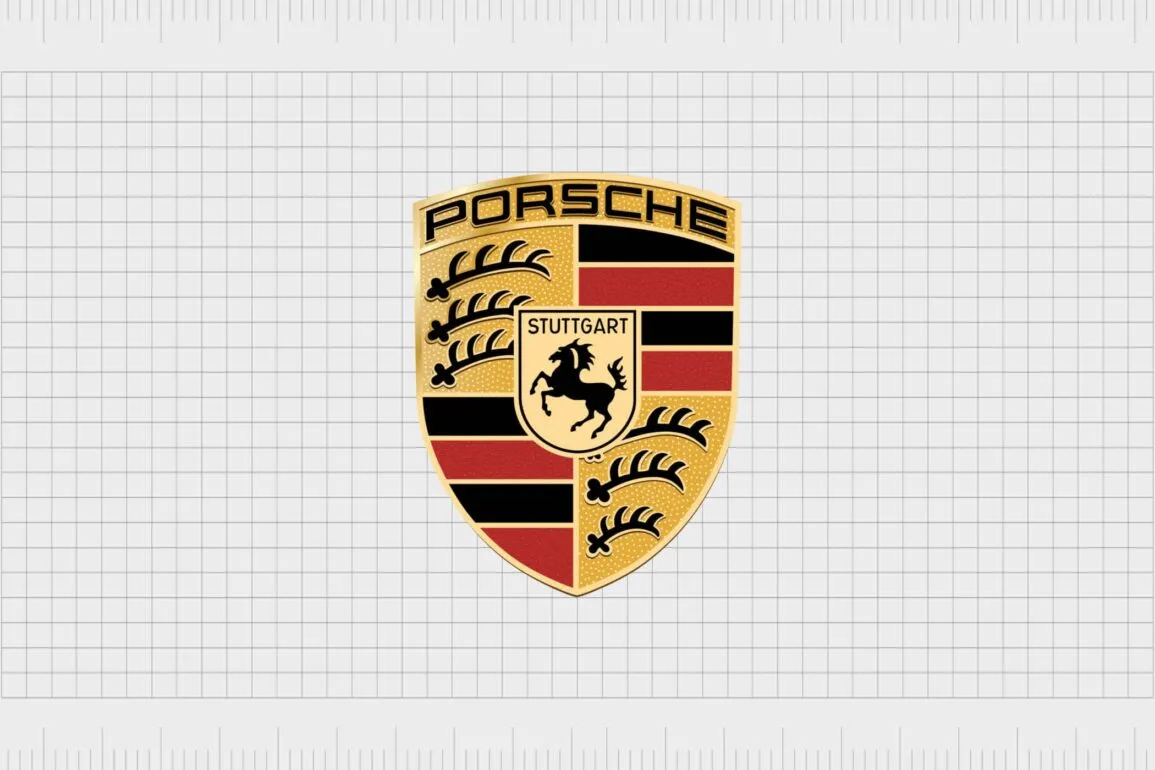 Porsche emblem logo with layered metallic depth
