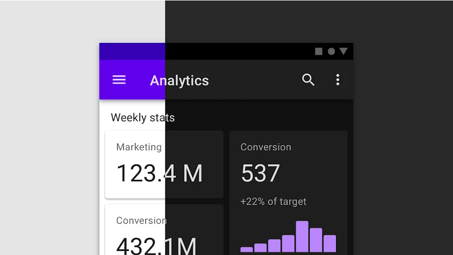 Dark mode adaptive theme mockup
