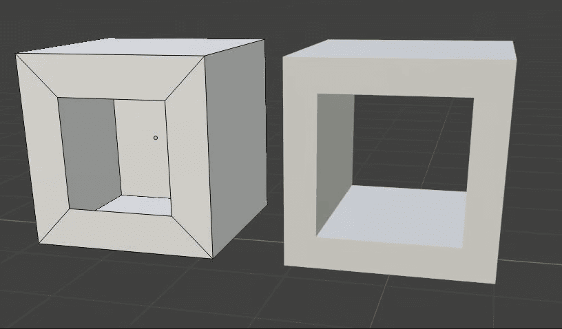 Non-manifold hole (left) and manifold hole (right)