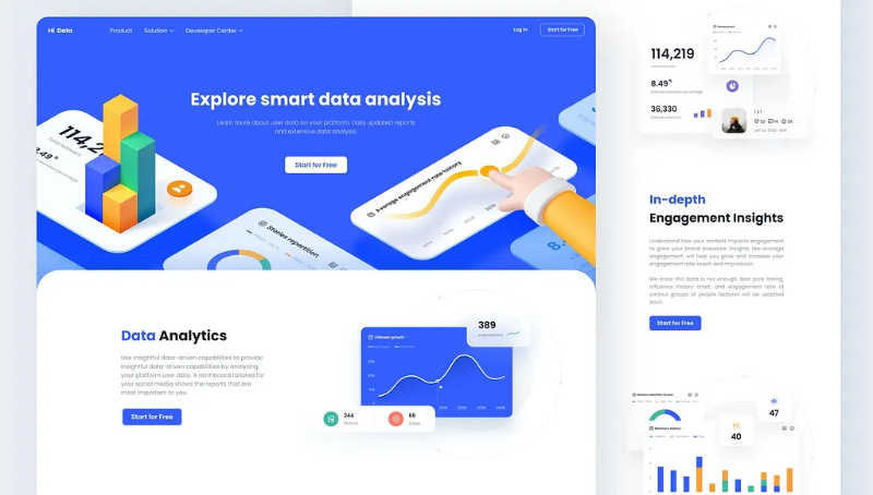 2.5D App Landing Page Visuals