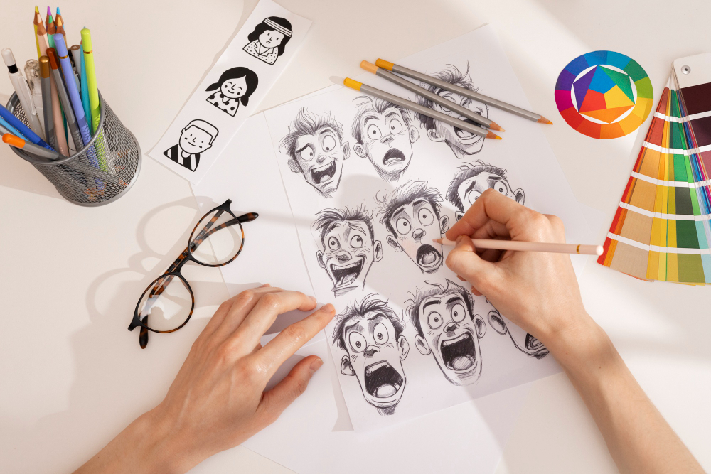 Expressive facial sketches conveying emotional storytelling