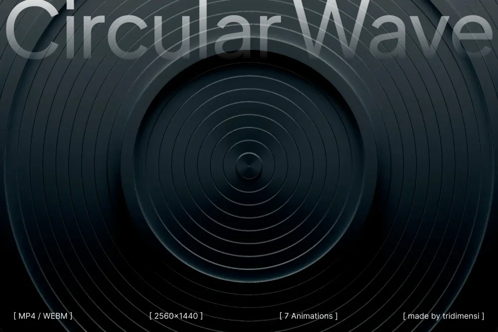 Abstract 3D circular wave background animation preview with dark gradient and concentric ring pattern