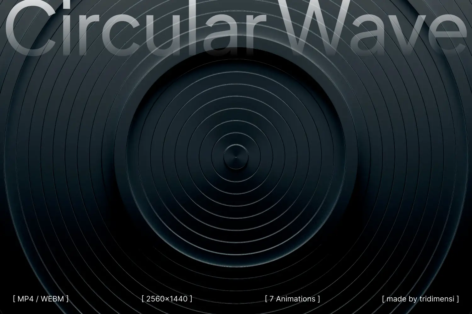 Abstract 3D circular wave background animation preview with dark gradient and concentric ring pattern