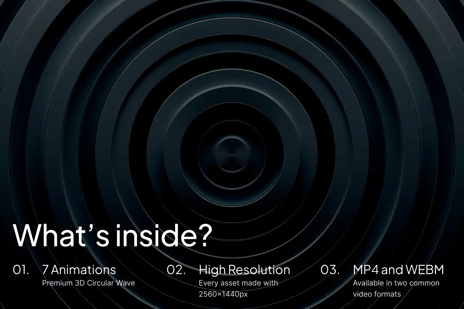 Collection of circular 3D wave animations showing high resolution background assets for web design use